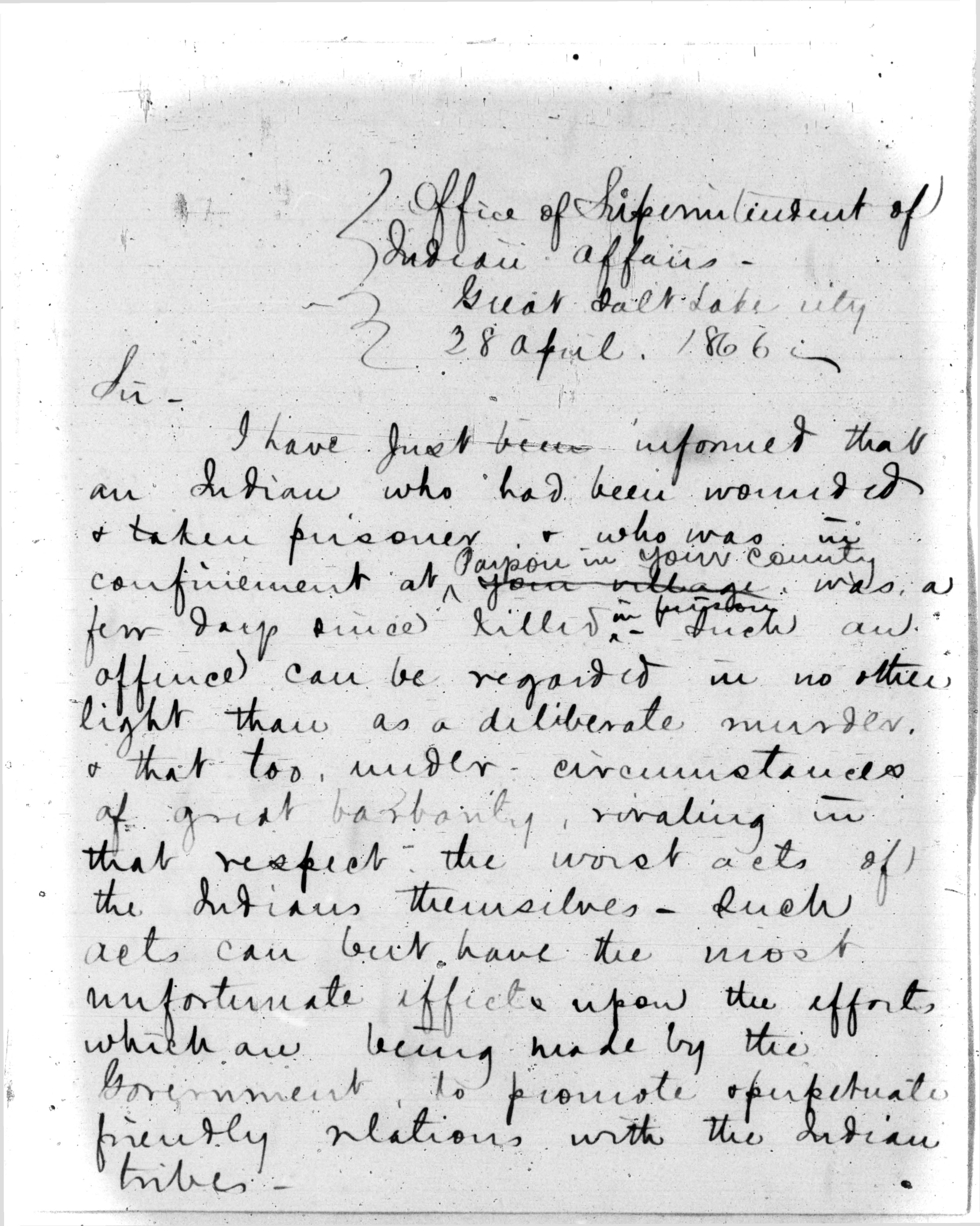 Letter from Capt. Erskine M. Camp to Maj. Gen. Alfred Sully, April 5, 1870