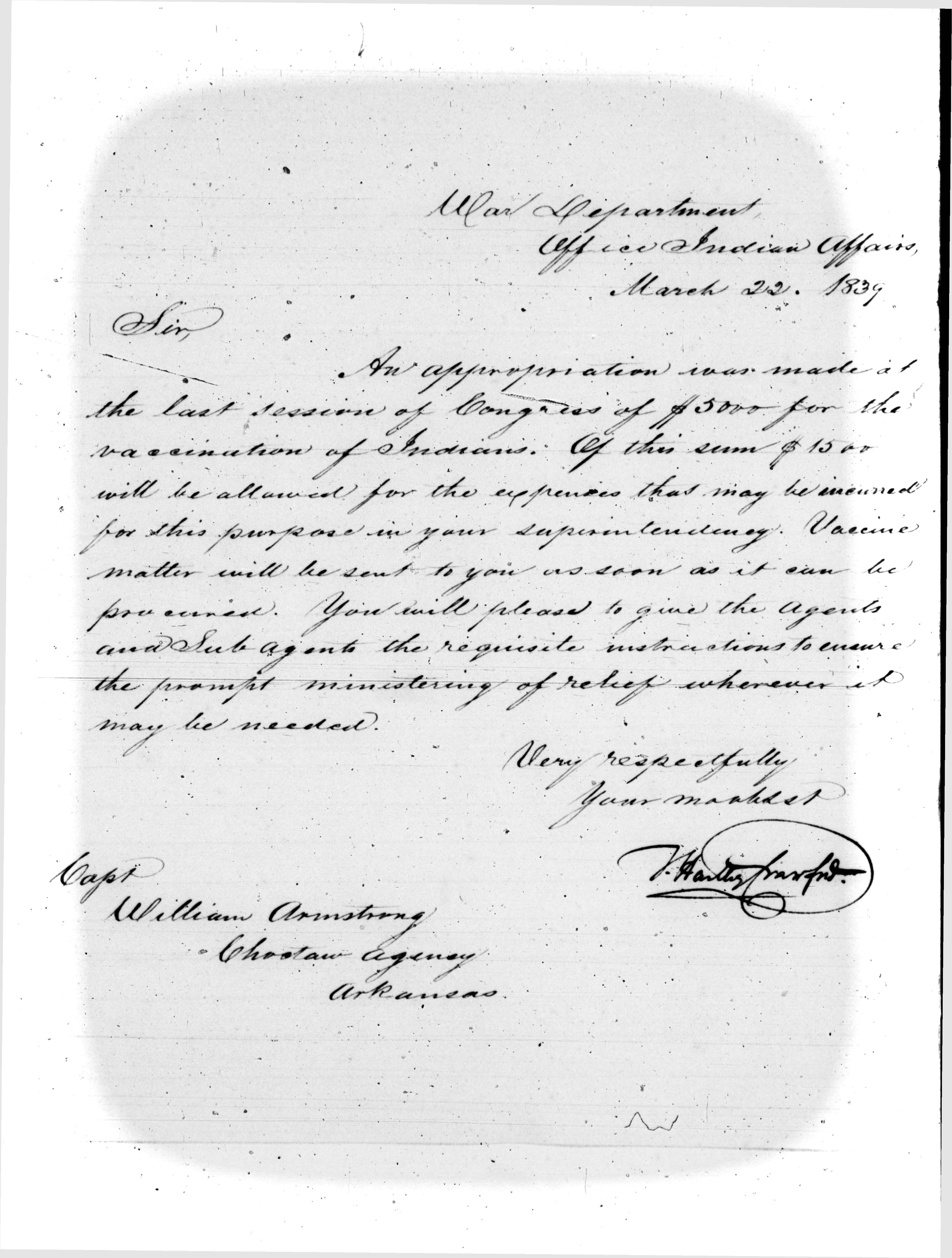 Letter from J.A. Garfield to Jasper A. Viall, Aug. 27, 1872. From Native American Tribal Histories, 1813-1881