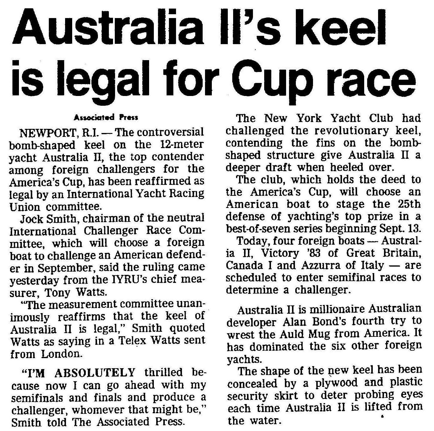 We Come from a Land Down Under: Australia's Thrilling Victory in the 1983  America's Cup | Readex